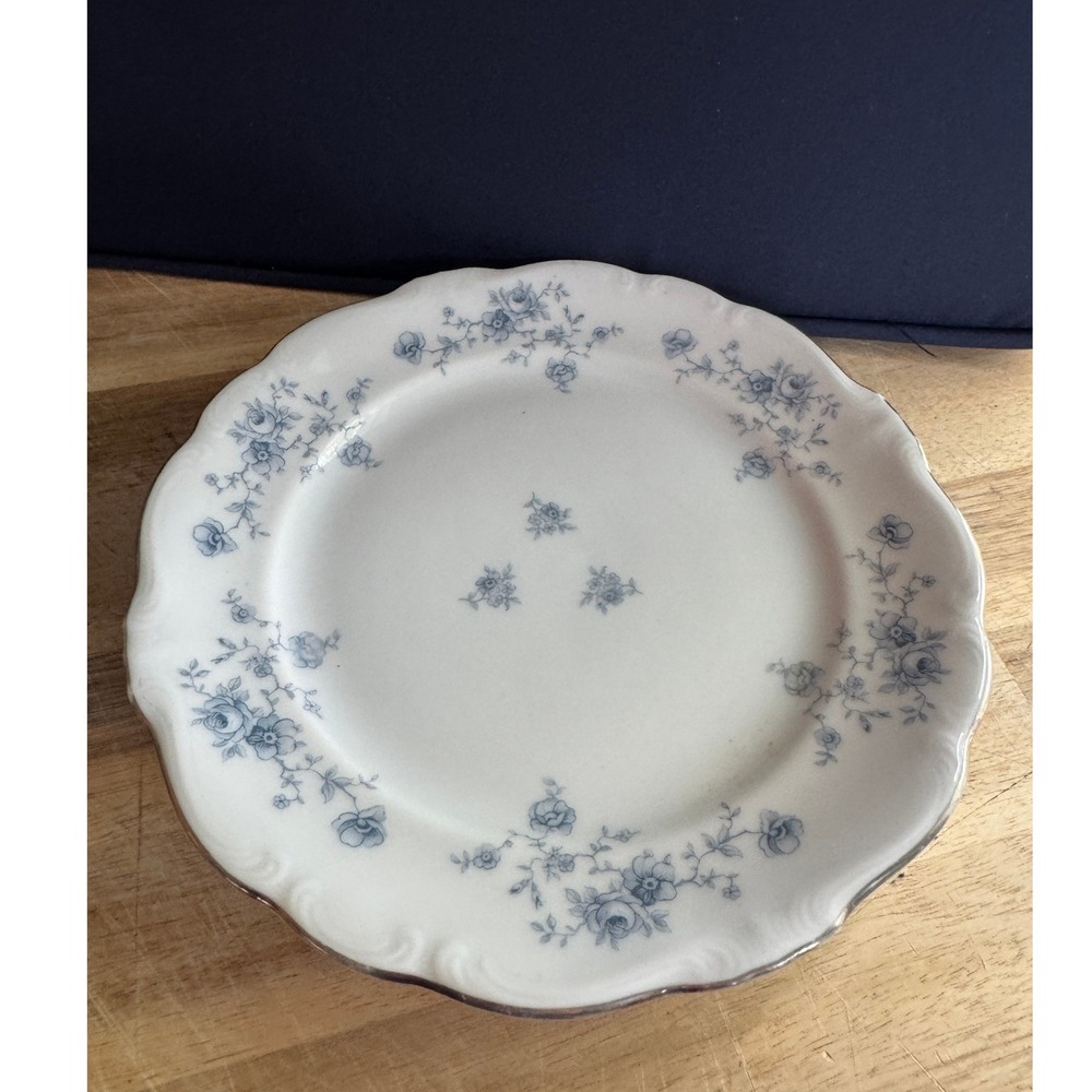 Johann Haviland Blue Garland Bavaria Germany 6" Plates Silver Trim Vintage
